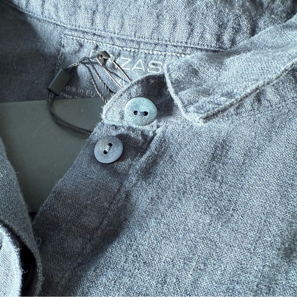 NWT Grizas Tunic 100% Linen Blue Lagenlook Asymmetrical Hem XL - Picture 4 of 14